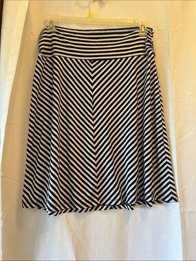 Faded Glory Black and White Striped Circle Skirt